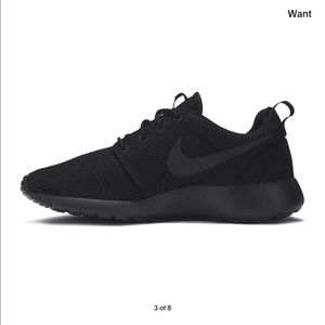 Nike roshe run ‘triple black’ track running workout sneakers athletic black tie
